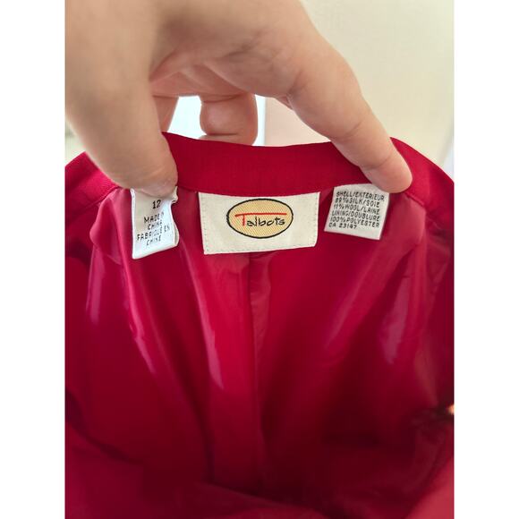 Vintage Talbots Red Silk Wool Cigarette Tapered Ankle Pants - Picture 4 of 5